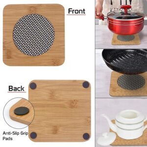 Eco-Friendly Bamboo Wooden Coasters | Heat-Resistant Pan & Pot Holder for Dining Table & Kitchen Use